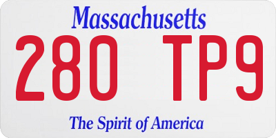 MA license plate 280TP9