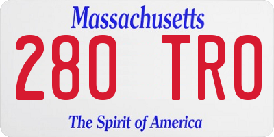 MA license plate 280TR0