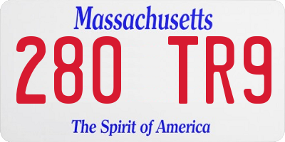MA license plate 280TR9