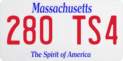 MA license plate 280TS4