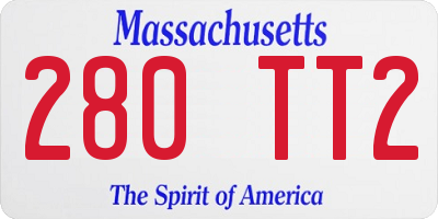 MA license plate 280TT2