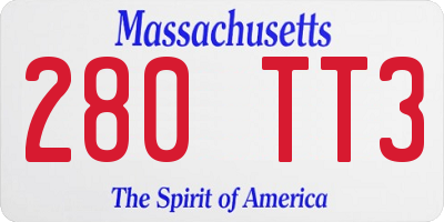 MA license plate 280TT3