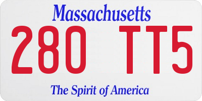 MA license plate 280TT5