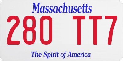 MA license plate 280TT7