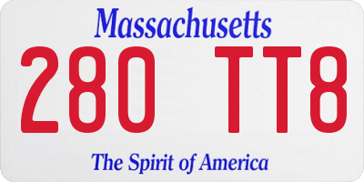 MA license plate 280TT8