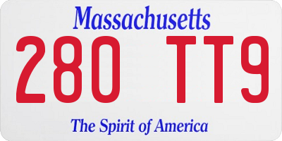 MA license plate 280TT9
