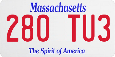 MA license plate 280TU3