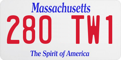 MA license plate 280TW1