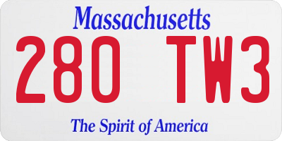 MA license plate 280TW3