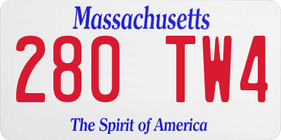 MA license plate 280TW4