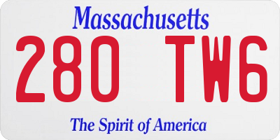 MA license plate 280TW6