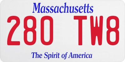 MA license plate 280TW8