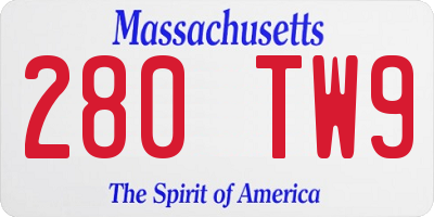 MA license plate 280TW9