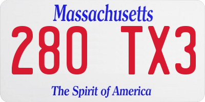 MA license plate 280TX3