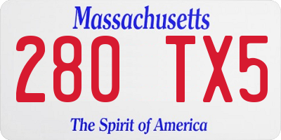 MA license plate 280TX5