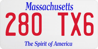 MA license plate 280TX6