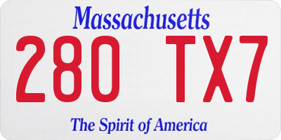 MA license plate 280TX7