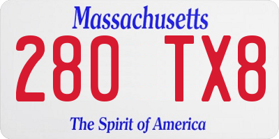 MA license plate 280TX8