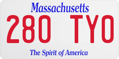 MA license plate 280TY0