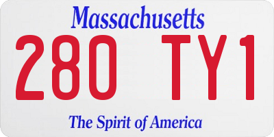 MA license plate 280TY1