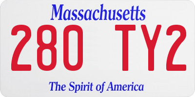 MA license plate 280TY2