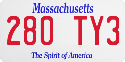 MA license plate 280TY3