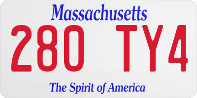 MA license plate 280TY4