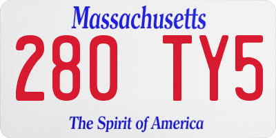 MA license plate 280TY5