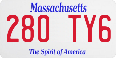 MA license plate 280TY6