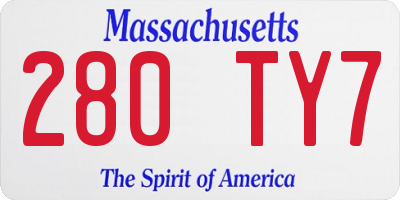 MA license plate 280TY7