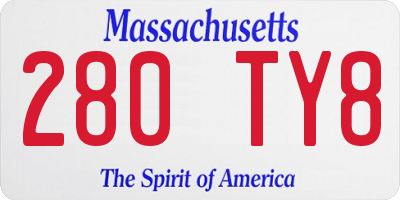 MA license plate 280TY8