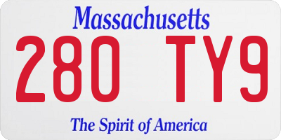 MA license plate 280TY9