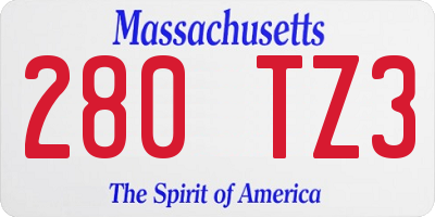 MA license plate 280TZ3