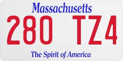 MA license plate 280TZ4