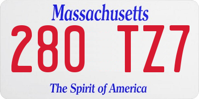 MA license plate 280TZ7