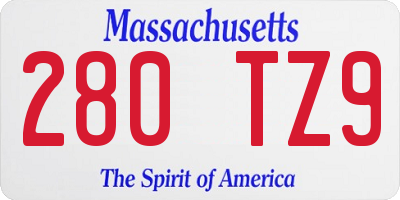 MA license plate 280TZ9