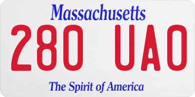 MA license plate 280UA0