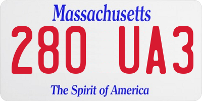 MA license plate 280UA3