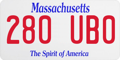 MA license plate 280UB0