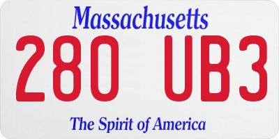 MA license plate 280UB3