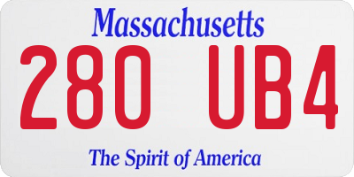 MA license plate 280UB4