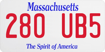 MA license plate 280UB5