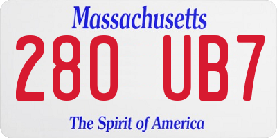 MA license plate 280UB7