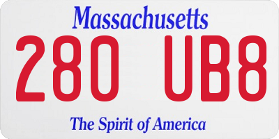 MA license plate 280UB8