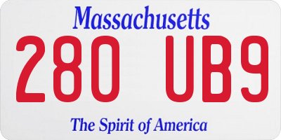 MA license plate 280UB9
