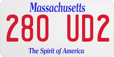 MA license plate 280UD2