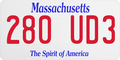 MA license plate 280UD3
