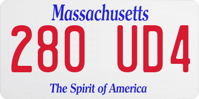 MA license plate 280UD4