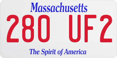 MA license plate 280UF2