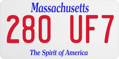 MA license plate 280UF7
